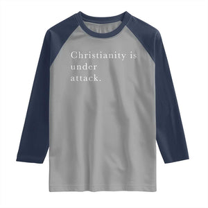 Christianity Is Under Attack Raglan Shirt Pray for Grand Blanc Michigan Faith Support TS02 Sport Gray Navy Print Your Wear