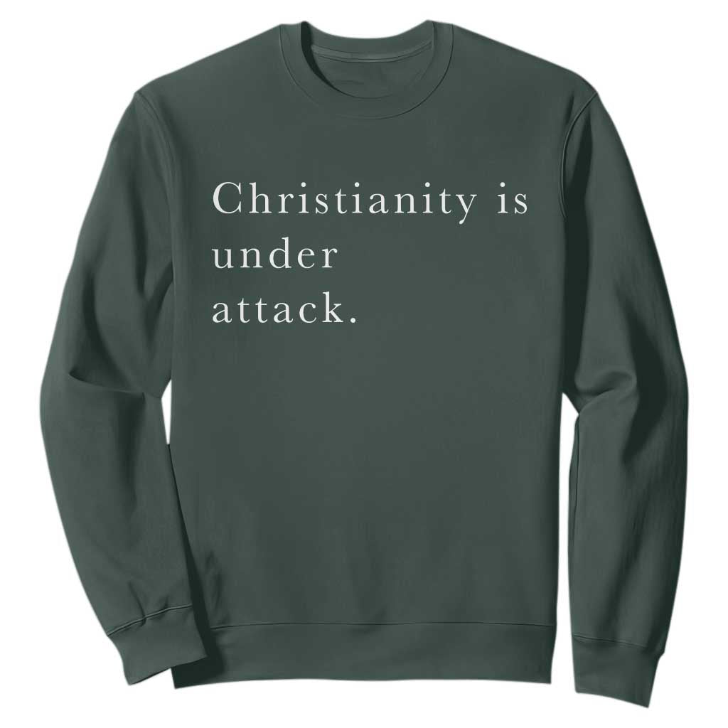 Christianity Is Under Attack Sweatshirt Pray for Grand Blanc Michigan Faith Support TS02 Dark Forest Green Print Your Wear
