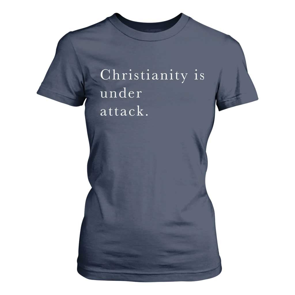 Christianity Is Under Attack T Shirt For Women Pray for Grand Blanc Michigan Faith Support TS02 Navy Print Your Wear