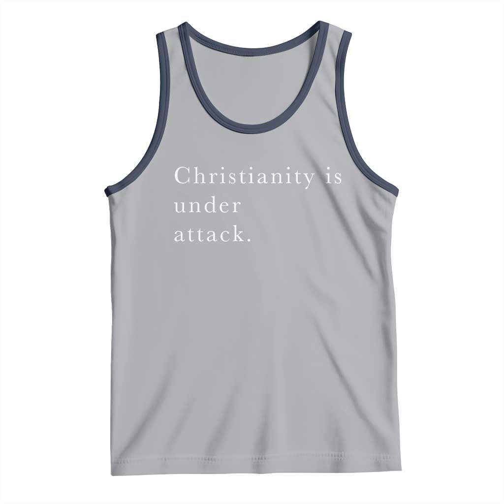 Christianity Is Under Attack Tank Top Pray for Grand Blanc Michigan Faith Support TS02 Athletic Heather Navy Print Your Wear