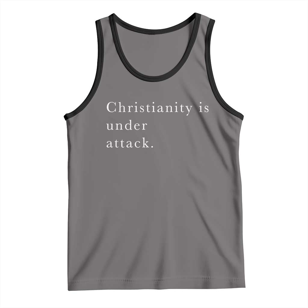 Christianity Is Under Attack Tank Top Pray for Grand Blanc Michigan Faith Support TS02 Deep Heather Black Print Your Wear