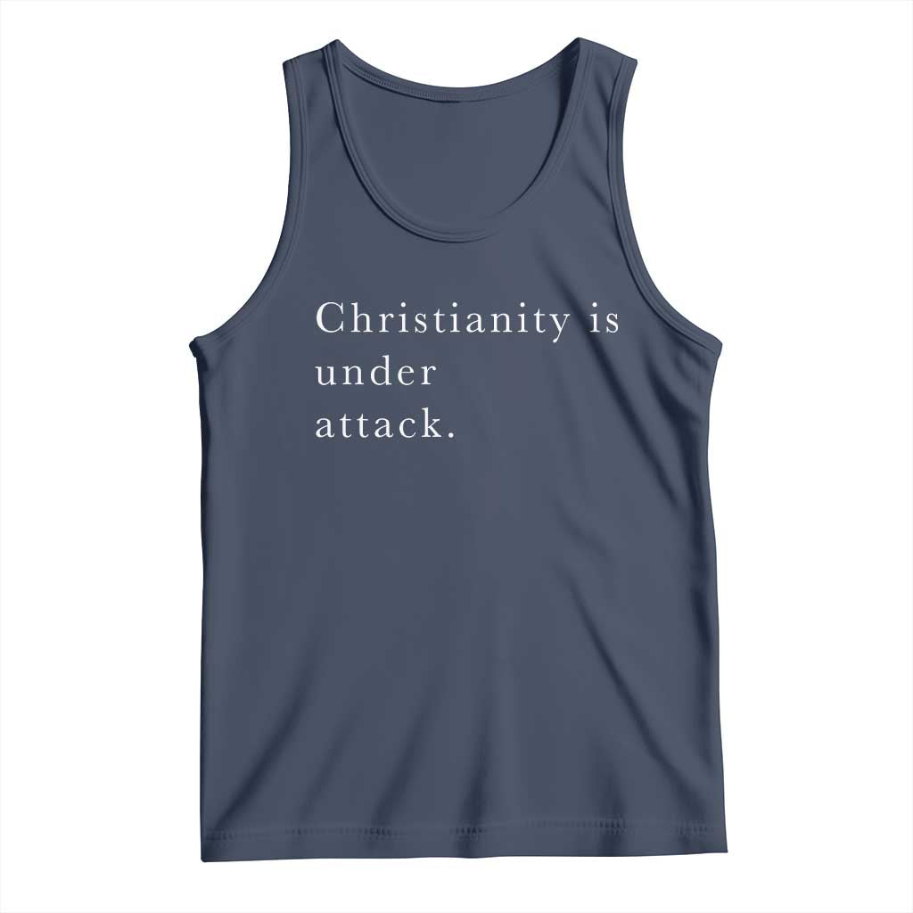 Christianity Is Under Attack Tank Top Pray for Grand Blanc Michigan Faith Support TS02 Navy Print Your Wear
