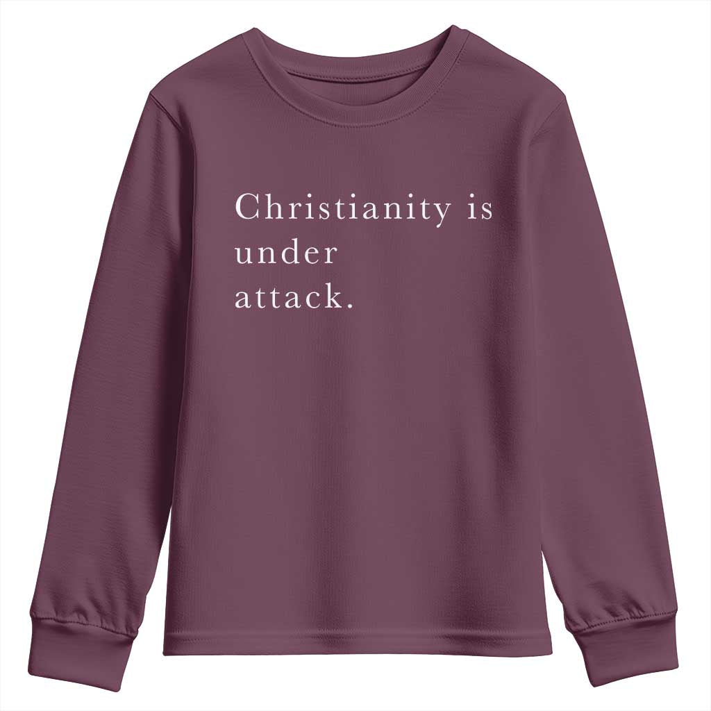 Christianity Is Under Attack Youth Sweatshirt Pray for Grand Blanc Michigan Faith Support TS02 Maroon Print Your Wear