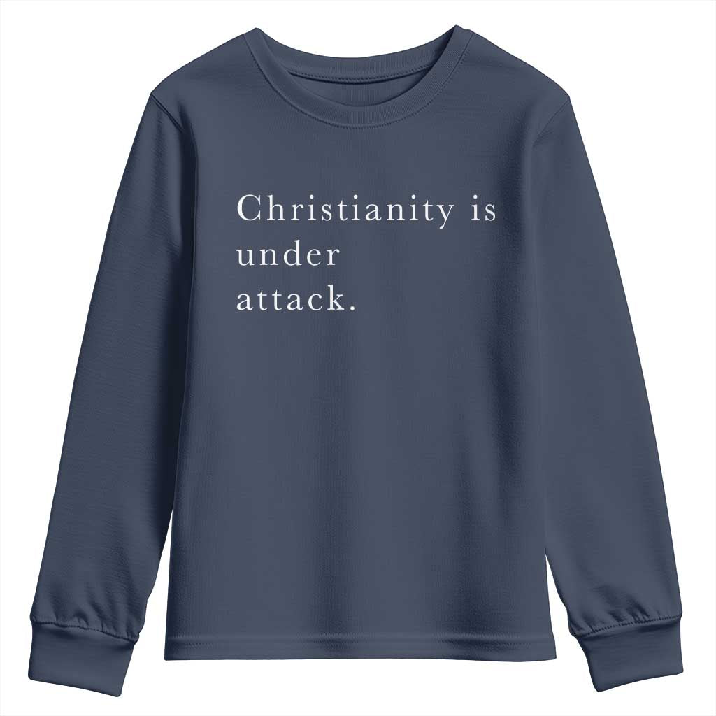 Christianity Is Under Attack Youth Sweatshirt Pray for Grand Blanc Michigan Faith Support TS02 Navy Print Your Wear