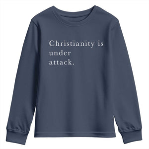 Christianity Is Under Attack Youth Sweatshirt Pray for Grand Blanc Michigan Faith Support TS02 Navy Print Your Wear