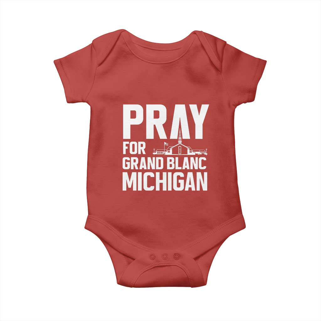 Pray for Grand Blanc Michigan Baby Onesie Faith and Community Support TS02 Red Print Your Wear