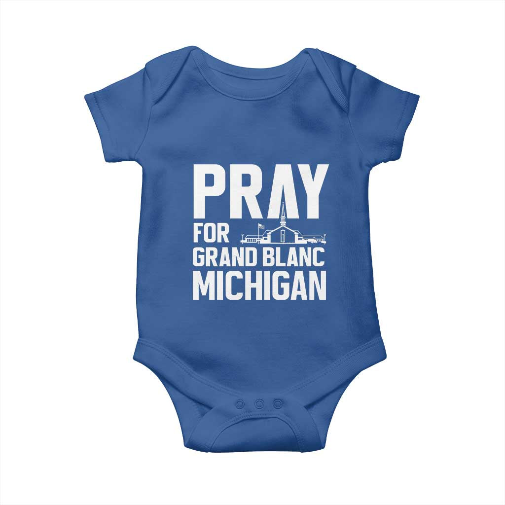 Pray for Grand Blanc Michigan Baby Onesie Faith and Community Support TS02 Royal Blue Print Your Wear