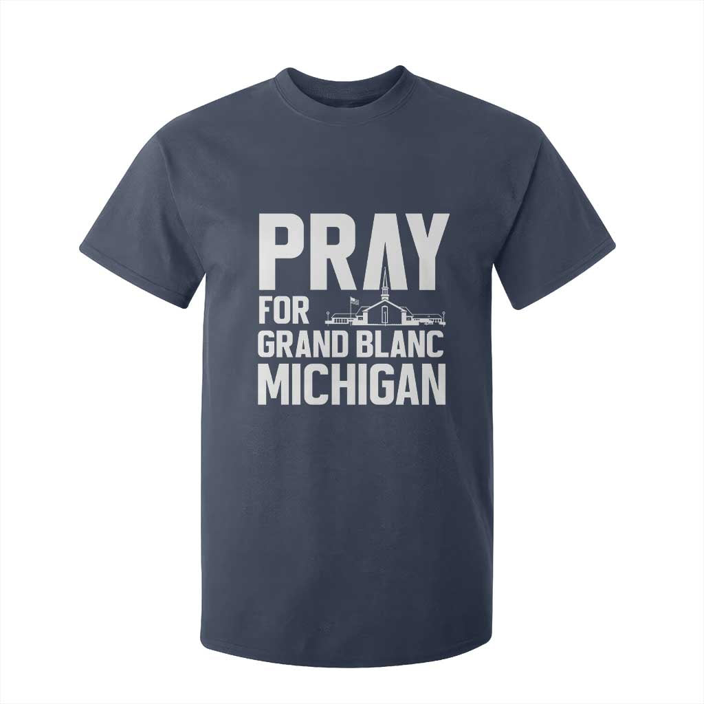 Pray for Grand Blanc Michigan T Shirt For Kid Faith and Community Support TS02 Navy Print Your Wear