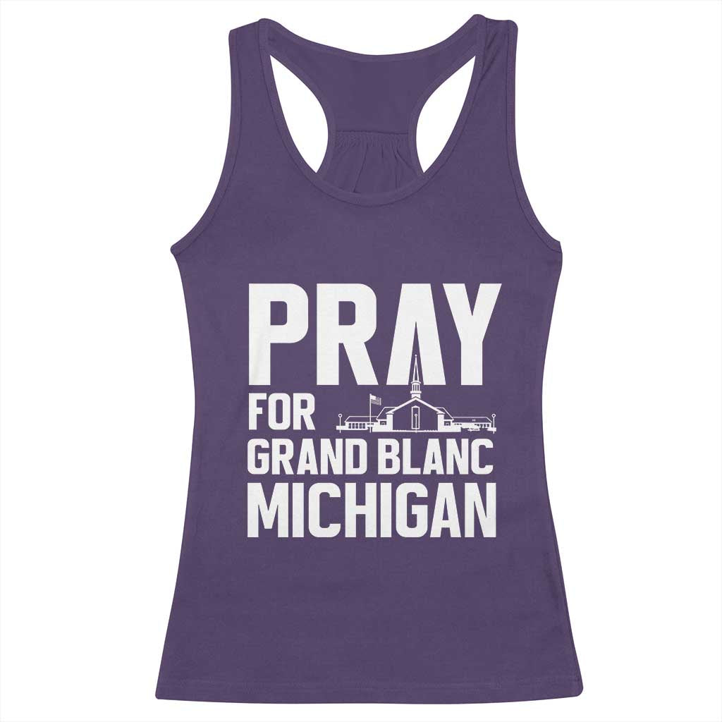 Pray for Grand Blanc Michigan Racerback Tank Top Faith and Community Support TS02 Purple Print Your Wear