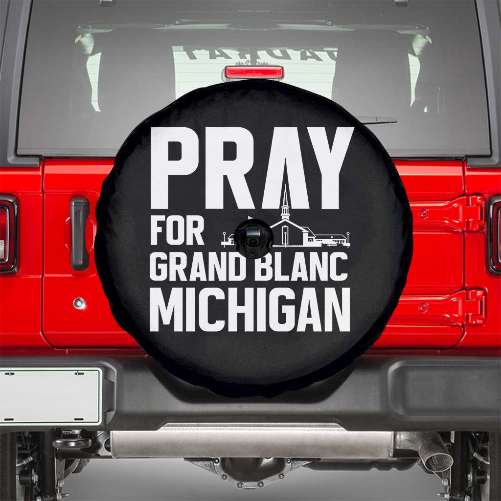 Pray for Grand Blanc Michigan Spare Tire Cover Faith and Community Support TS02 Black Print Your Wear