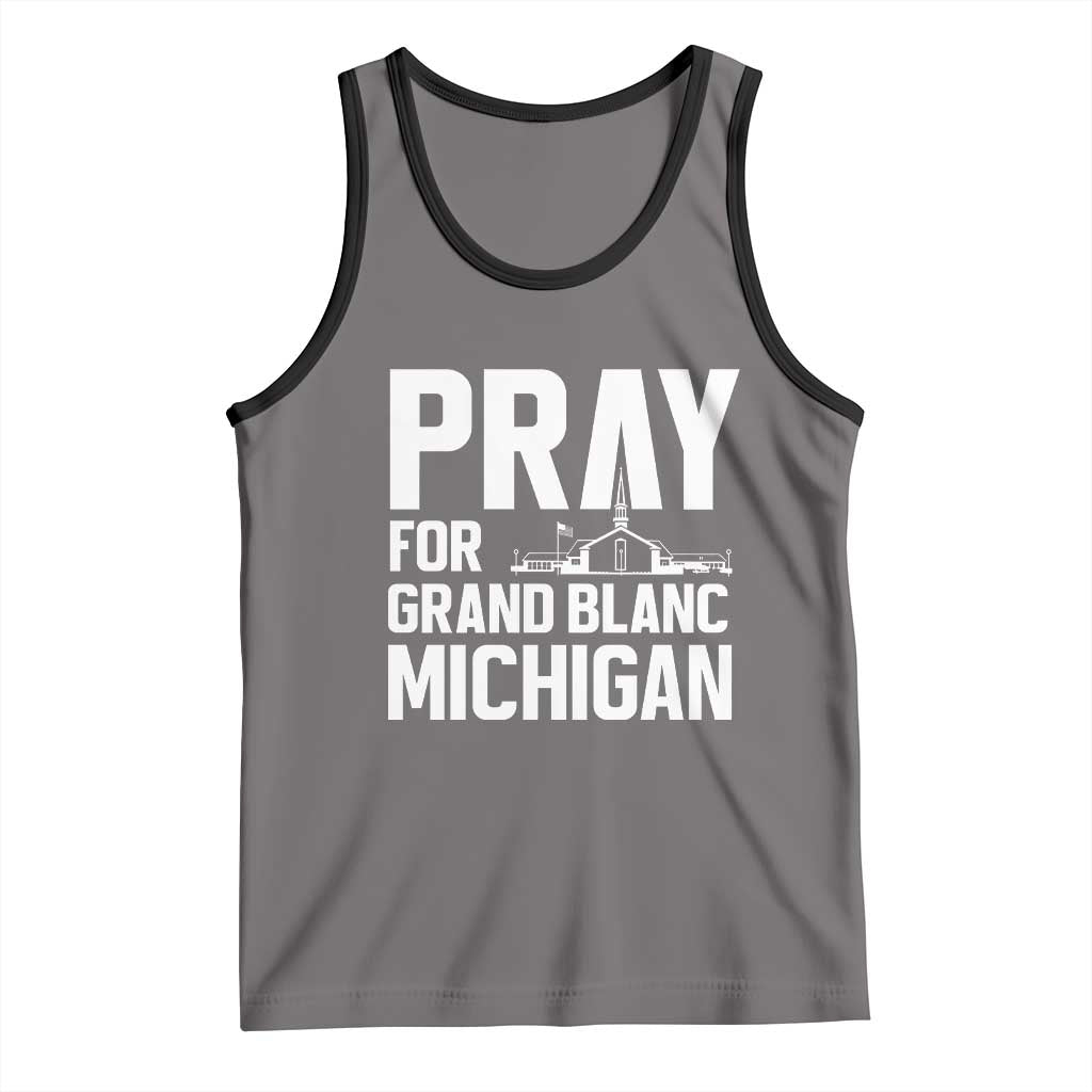 Pray for Grand Blanc Michigan Tank Top Faith and Community Support TS02 Deep Heather Black Print Your Wear