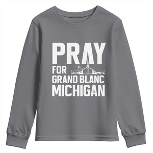 Pray for Grand Blanc Michigan Youth Sweatshirt Faith and Community Support TS02 Charcoal Print Your Wear
