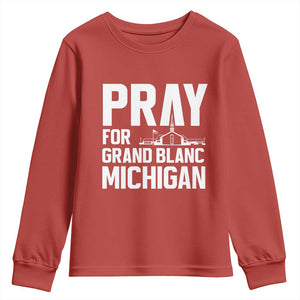 Pray for Grand Blanc Michigan Youth Sweatshirt Faith and Community Support TS02 Red Print Your Wear