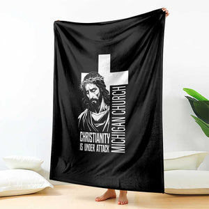 Christianity Is Under Attack Throw Blanket Jesus Stand for Faith Michigan Church TS02 Print Your Wear