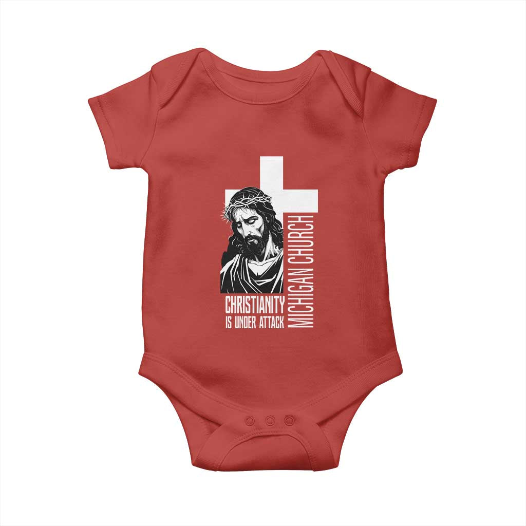 Christianity Is Under Attack Baby Onesie Jesus Stand for Faith Michigan Church TS02 Red Print Your Wear