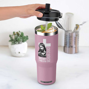 Christianity Is Under Attack Flip Straw Tumbler Jesus Stand for Faith Michigan Church TS02 One Size: 30 oz Light Pink Print Your Wear