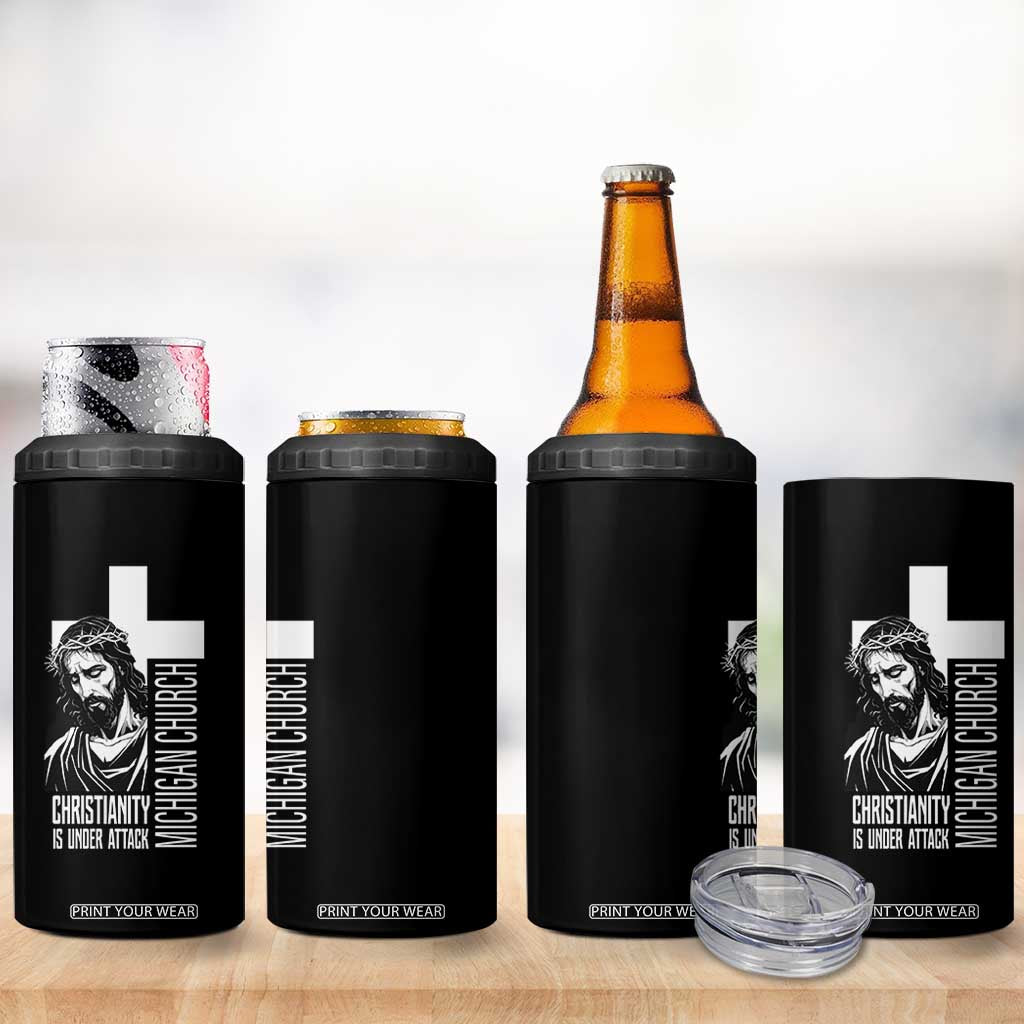 Christianity Is Under Attack 4 in 1 Can Cooler Tumbler Jesus Stand for Faith Michigan Church TS02 Print Your Wear