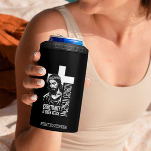 Christianity Is Under Attack 4 in 1 Can Cooler Tumbler Jesus Stand for Faith Michigan Church TS02 Print Your Wear
