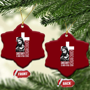 Christianity Is Under Attack Ceramic Ornament Jesus Stand for Faith Michigan Church TS02 Print Your Wear