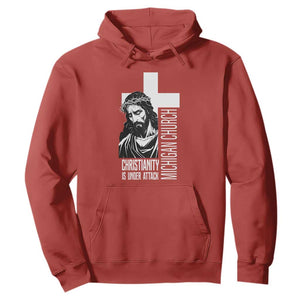Christianity Is Under Attack Hoodie Jesus Stand for Faith Michigan Church TS02 Red Print Your Wear