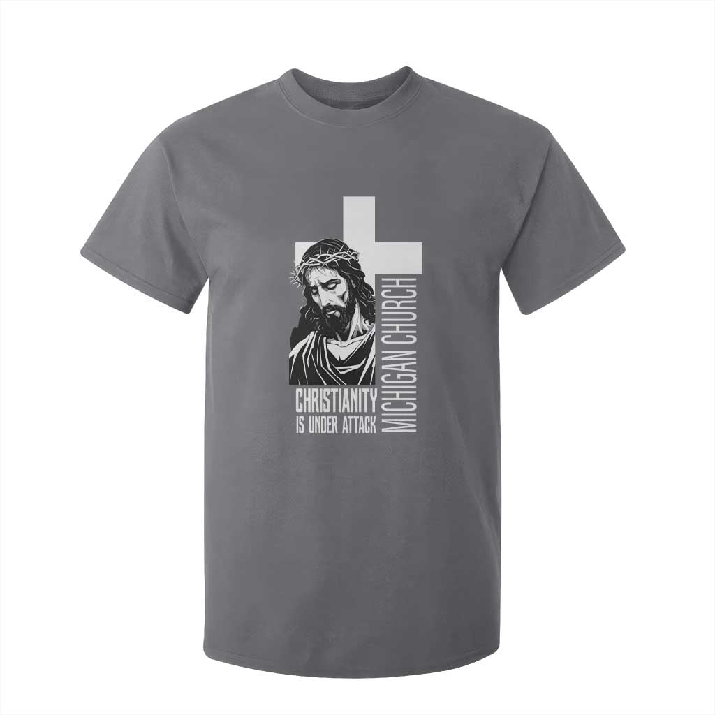 Christianity Is Under Attack T Shirt For Kid Jesus Stand for Faith Michigan Church TS02 Charcoal Print Your Wear