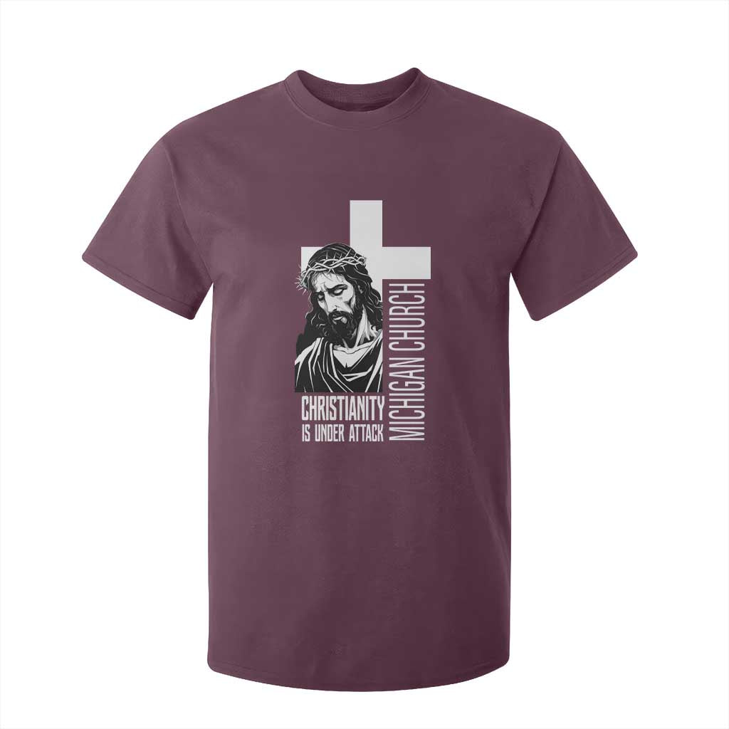 Christianity Is Under Attack T Shirt For Kid Jesus Stand for Faith Michigan Church TS02 Maroon Print Your Wear