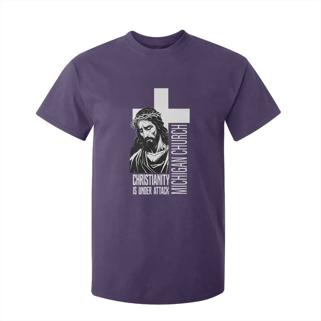 Christianity Is Under Attack T Shirt For Kid Jesus Stand for Faith Michigan Church TS02 Purple Print Your Wear