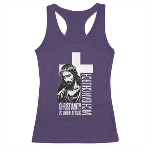 Christianity Is Under Attack Racerback Tank Top Jesus Stand for Faith Michigan Church TS02 Purple Print Your Wear