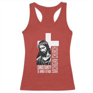 Christianity Is Under Attack Racerback Tank Top Jesus Stand for Faith Michigan Church TS02 Red Print Your Wear