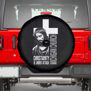 Christianity Is Under Attack Spare Tire Cover Jesus Stand for Faith Michigan Church TS02 Black Print Your Wear