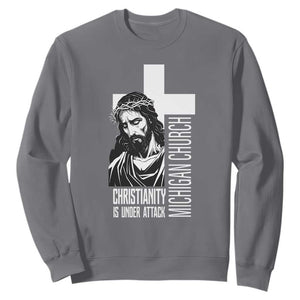 Christianity Is Under Attack Sweatshirt Jesus Stand for Faith Michigan Church TS02 Charcoal Print Your Wear