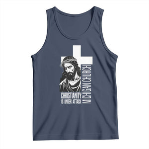 Christianity Is Under Attack Tank Top Jesus Stand for Faith Michigan Church TS02 Navy Print Your Wear