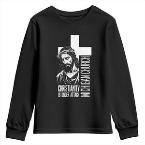 Christianity Is Under Attack Youth Sweatshirt Jesus Stand for Faith Michigan Church TS02 Black Print Your Wear