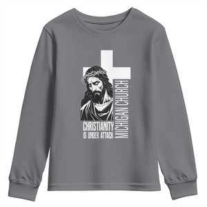 Christianity Is Under Attack Youth Sweatshirt Jesus Stand for Faith Michigan Church TS02 Charcoal Print Your Wear