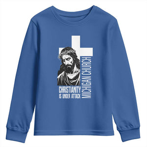 Christianity Is Under Attack Youth Sweatshirt Jesus Stand for Faith Michigan Church TS02 Royal Blue Print Your Wear