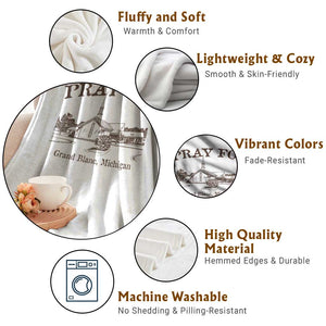 Pray for Grand Blanc Michigan Throw Blanket Vintage Church Faith Support TS02 Print Your Wear