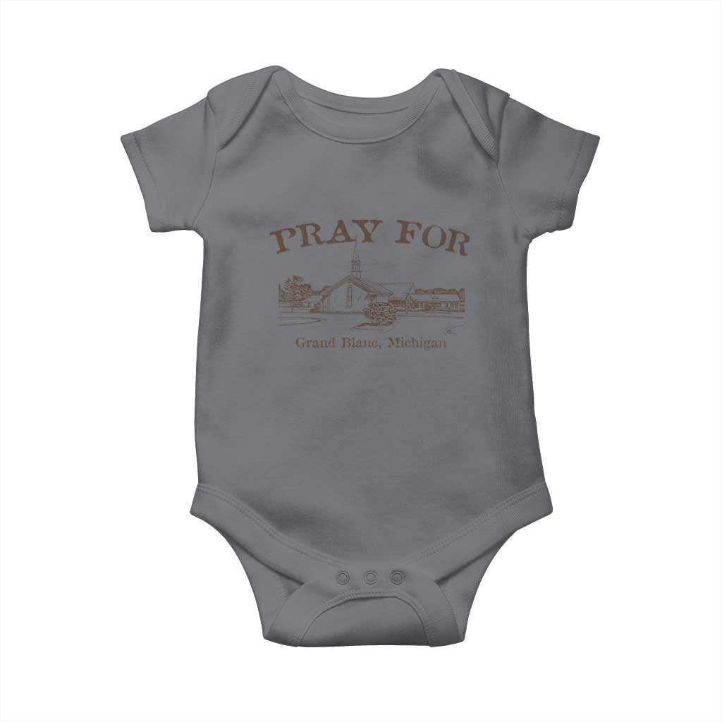 Pray for Grand Blanc Michigan Baby Onesie Vintage Church Faith Support TS02 Charcoal Print Your Wear