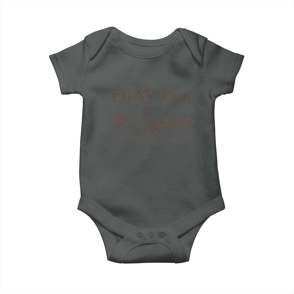 Pray for Grand Blanc Michigan Baby Onesie Vintage Church Faith Support TS02 Dark Heather Print Your Wear