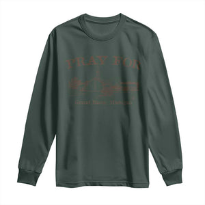Pray for Grand Blanc Michigan Long Sleeve Shirt Vintage Church Faith Support TS02 Dark Forest Green Print Your Wear
