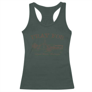 Pray for Grand Blanc Michigan Racerback Tank Top Vintage Church Faith Support TS02 Dark Forest Green Print Your Wear