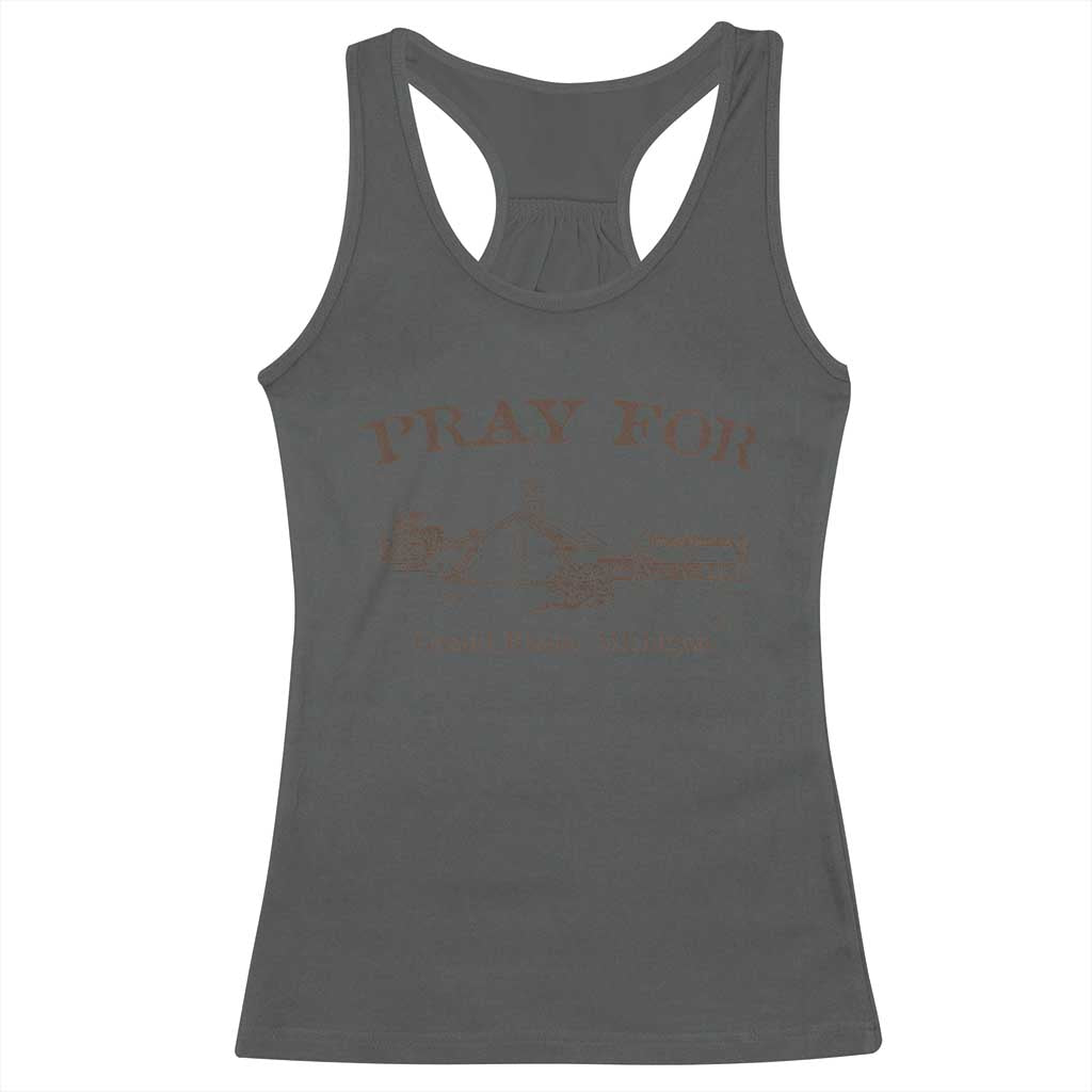Pray for Grand Blanc Michigan Racerback Tank Top Vintage Church Faith Support TS02 Dark Heather Print Your Wear