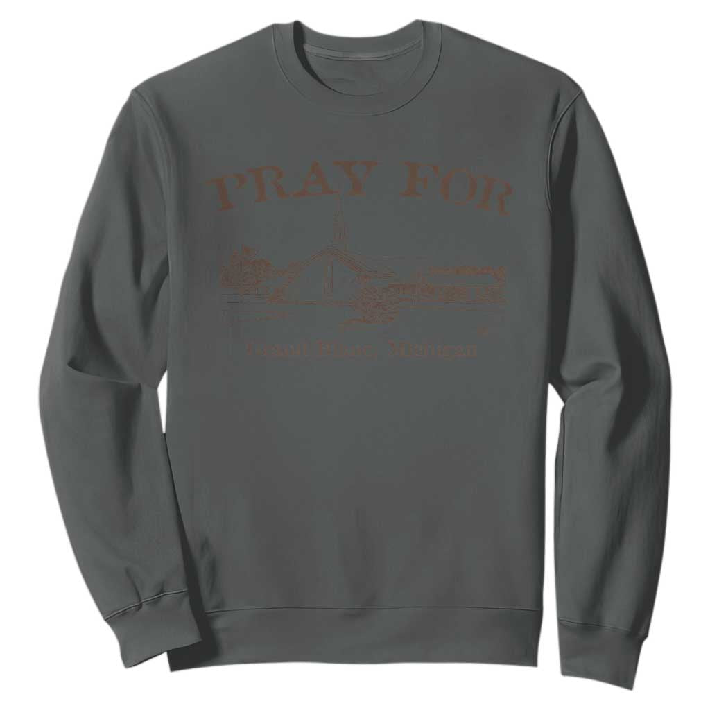 Pray for Grand Blanc Michigan Sweatshirt Vintage Church Faith Support TS02 Dark Heather Print Your Wear