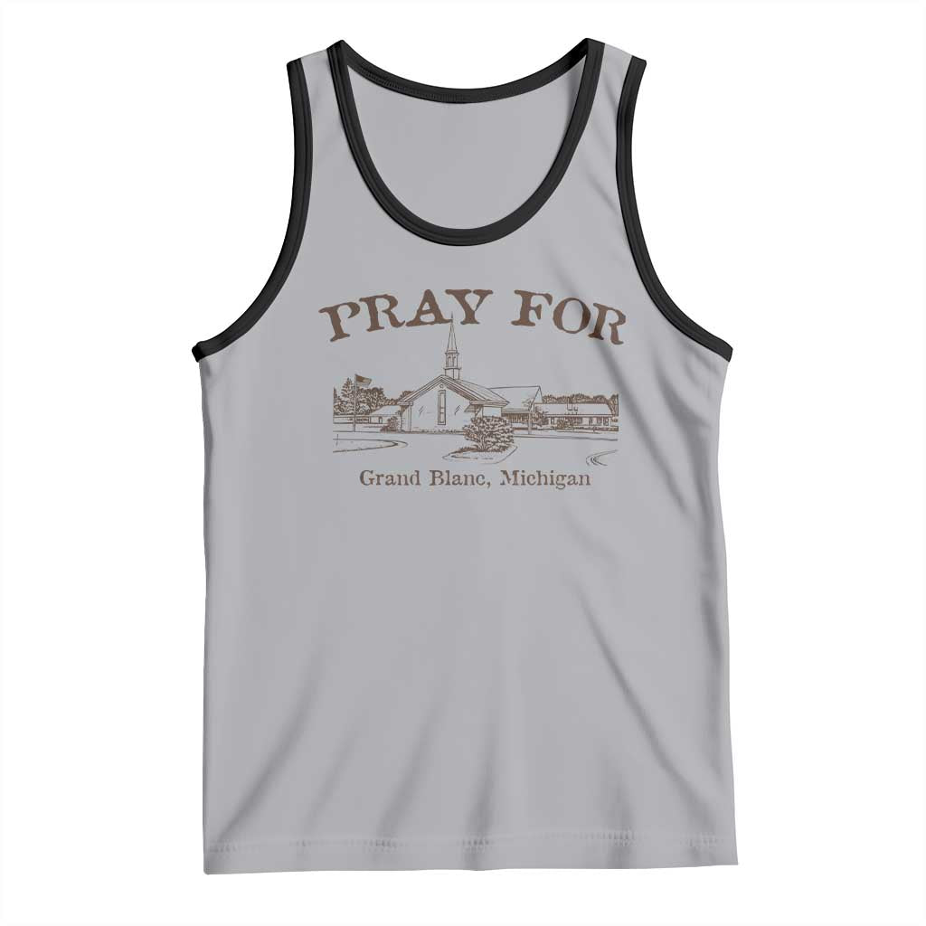 Pray for Grand Blanc Michigan Tank Top Vintage Church Faith Support TS02 Athletic Heather Black Print Your Wear