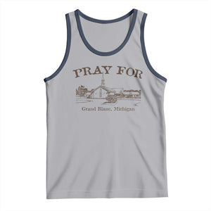 Pray for Grand Blanc Michigan Tank Top Vintage Church Faith Support TS02 Athletic Heather Navy Print Your Wear