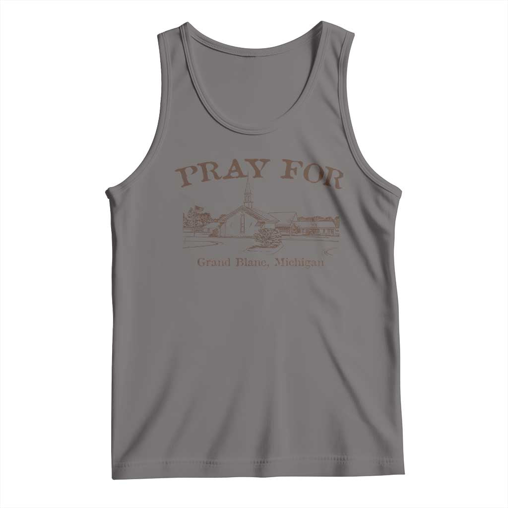 Pray for Grand Blanc Michigan Tank Top Vintage Church Faith Support TS02 Deep Heather Print Your Wear