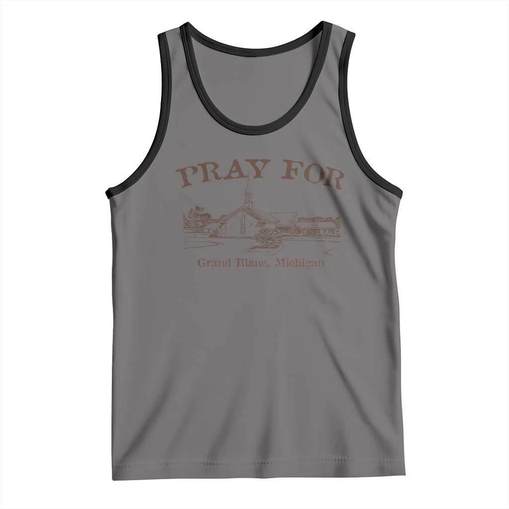 Pray for Grand Blanc Michigan Tank Top Vintage Church Faith Support TS02 Deep Heather Black Print Your Wear
