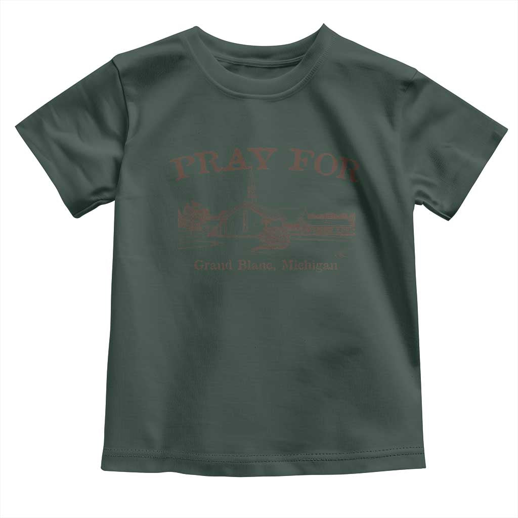 Pray for Grand Blanc Michigan Toddler T Shirt Vintage Church Faith Support TS02 Dark Forest Green Print Your Wear