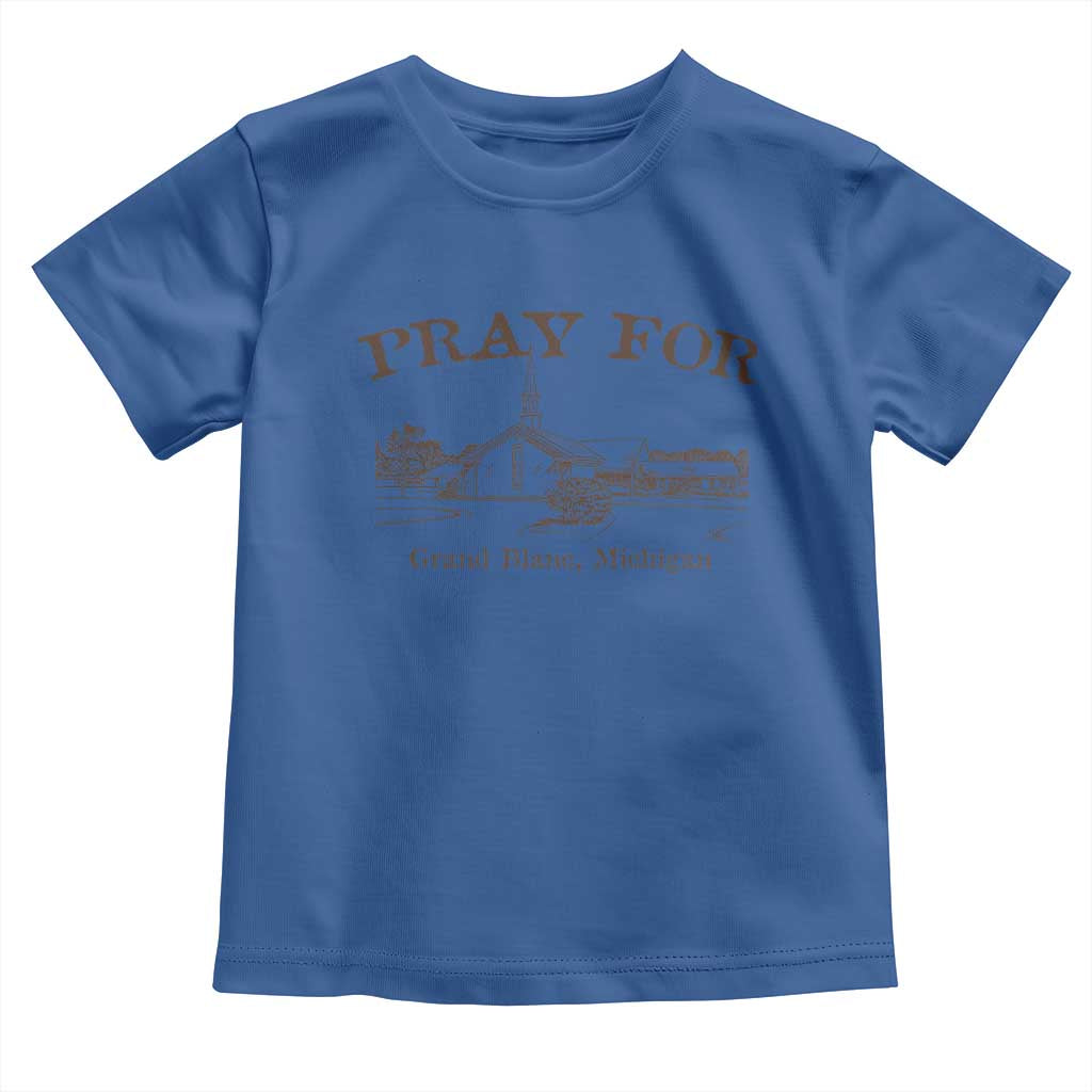 Pray for Grand Blanc Michigan Toddler T Shirt Vintage Church Faith Support TS02 Royal Blue Print Your Wear