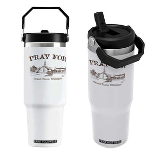 Pray for Grand Blanc Michigan Flip Straw Tumbler Vintage Church Faith Support TS02 One Size: 30 oz White Print Your Wear