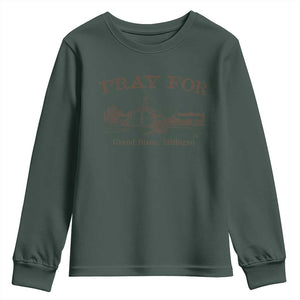 Pray for Grand Blanc Michigan Youth Sweatshirt Vintage Church Faith Support TS02 Dark Forest Green Print Your Wear
